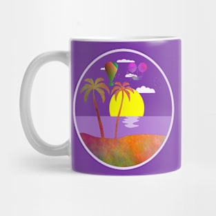 Tropical Island Getaway Silhouette Steampunk Art Mug